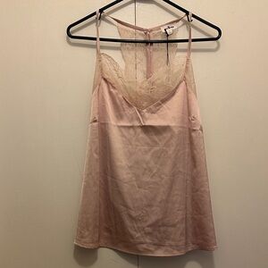 Elegant Pink Lace Trim Cami Top